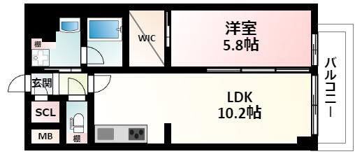 グランカーサ新大阪サウス(1LDK/8階)の間取り写真