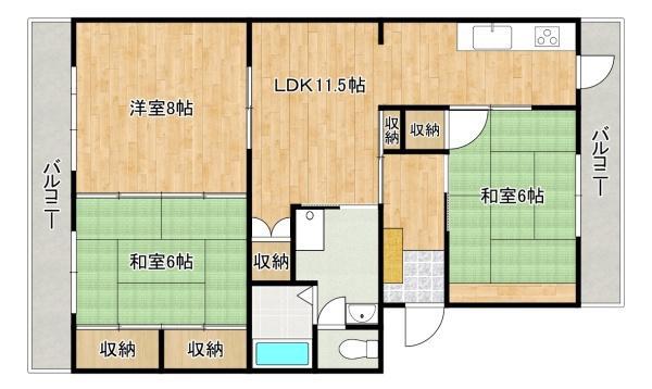 崎村第2ビル(3LDK/1階)の間取り写真