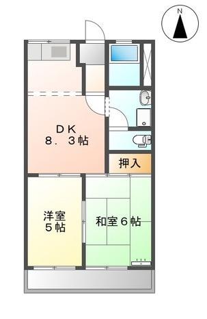 AQUA CITY アクアシティ(2DK/1階)の間取り写真
