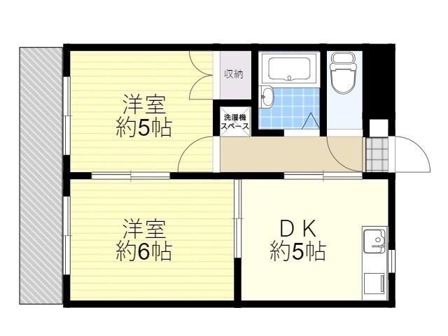 ボンヌール春日(2DK/3階)の間取り写真