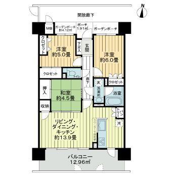 アルファステイツ宮西(3LDK/3階)の間取り写真