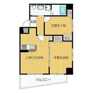 セレブコート木川(2LDK/5階)の間取り写真