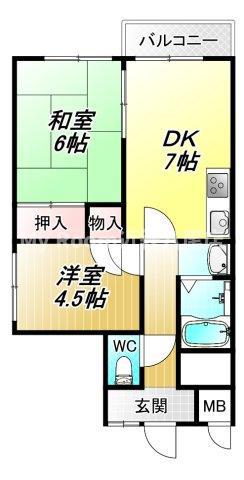井本マンション(2DK/2階)の間取り写真