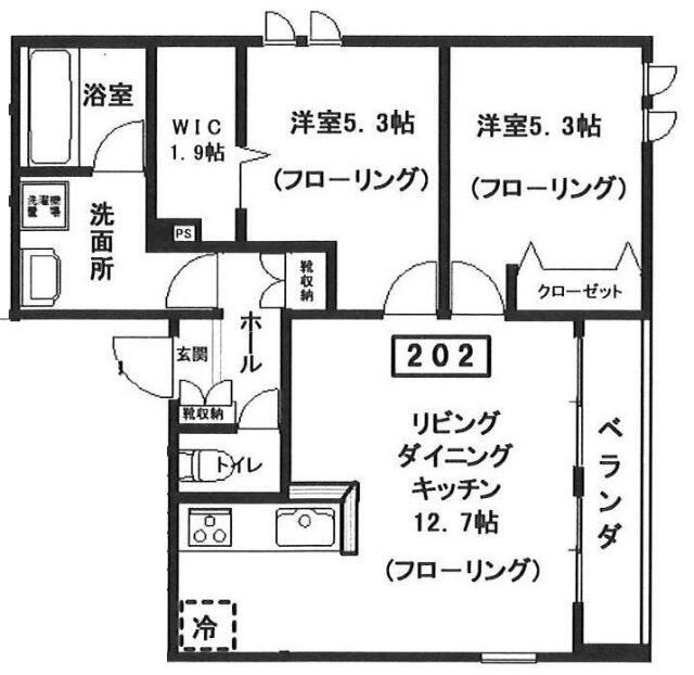 パークサイドノース(2LDK/2階)の間取り写真