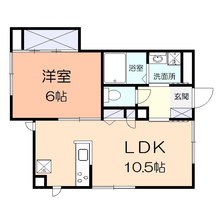 プランドール梓(1LDK/1階)の間取り写真