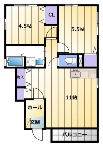 ＪＲ東海道本線 鷲津駅 徒歩16分 2階建 築17年(2LDK/1階)の間取り写真
