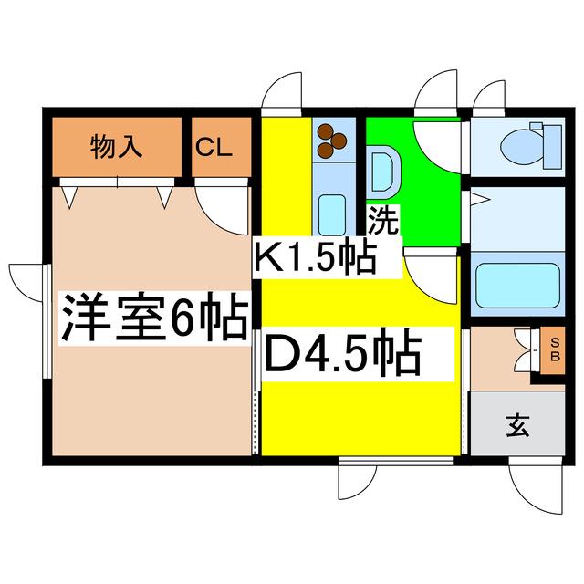 リゾート愛国(1DK/1階)の間取り写真