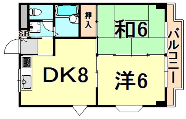 サンピエール中野(2DK/7階)の間取り写真