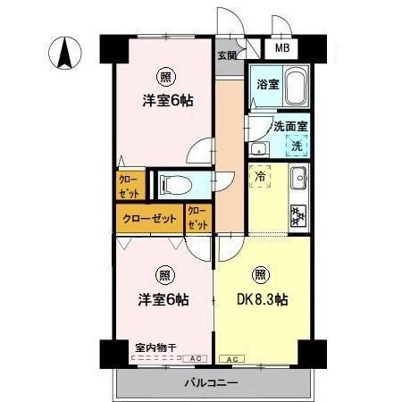 柚の木マンション(2DK/3階)の間取り写真