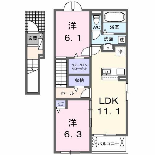 アルカディアIV(2LDK/2階)の間取り写真