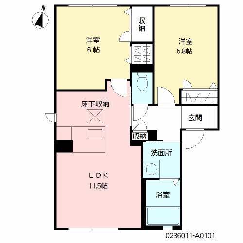 ヴィラシャーメゾン行橋クアルト(2LDK/1階)の間取り写真