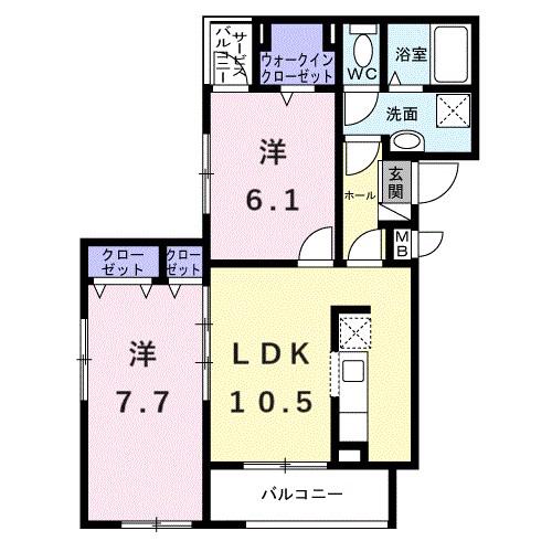メゾンボヌール(2LDK/2階)の間取り写真