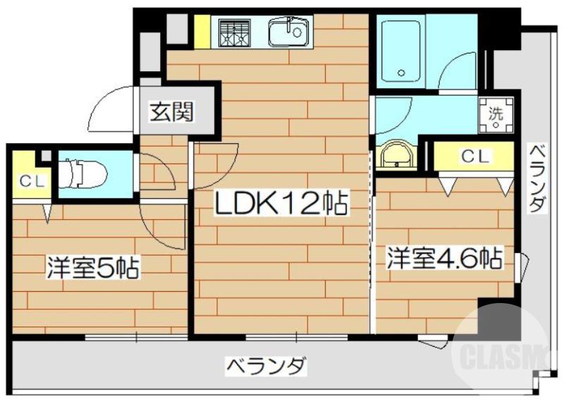 プレステージ12番館(2LDK/2階)の間取り写真