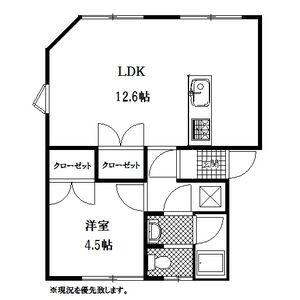 コーポツルハ(1LDK/3階)の間取り写真
