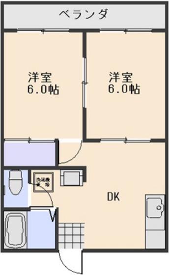 サンコート芳泉B棟(2DK/2階)の間取り写真