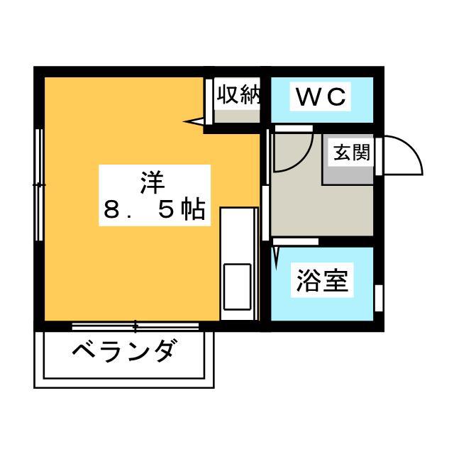 エルヴァージュ(ワンルーム/2階)の間取り写真