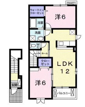 ジェントリーII・B(2LDK/2階)の間取り写真