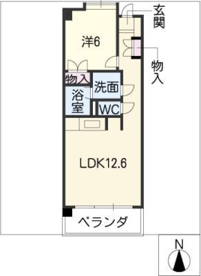 パークシティ上小田井スカイコート(1LDK/4階)の間取り写真