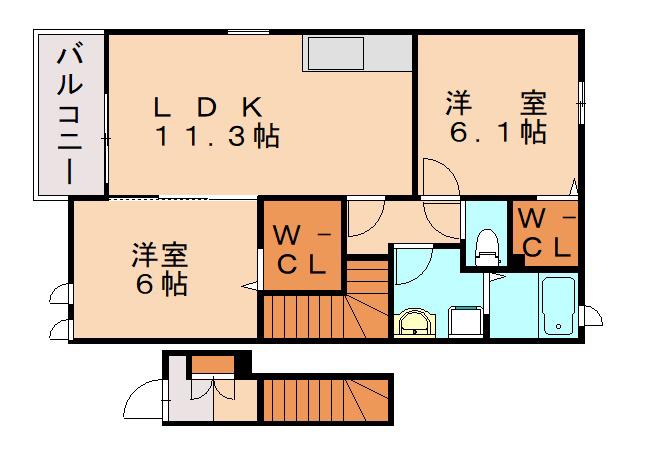 グレイス春日(2LDK/2階)の間取り写真