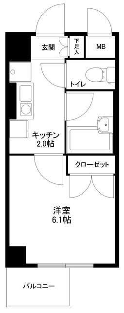 ヴェルトウォーターフロント(1K/2階)の間取り写真