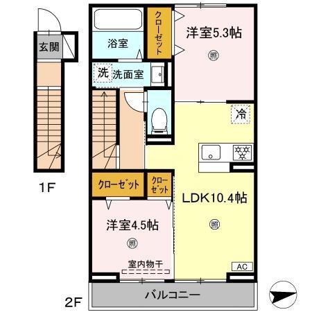 アルカンシエル(2LDK/2階)の間取り写真
