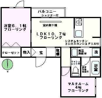 ラ・グランジュA(1SLDK/3階)の間取り写真
