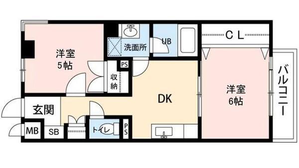 ロワイヤル東井堀12(2DK/2階)の間取り写真