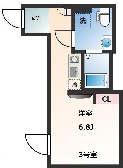 NOVEL COURT 東日暮里(ワンルーム/3階)の間取り写真