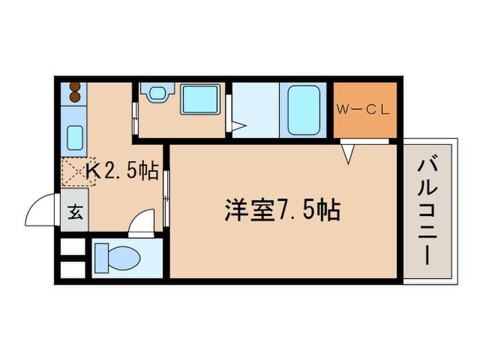 グランドール(1K/2階)の間取り写真