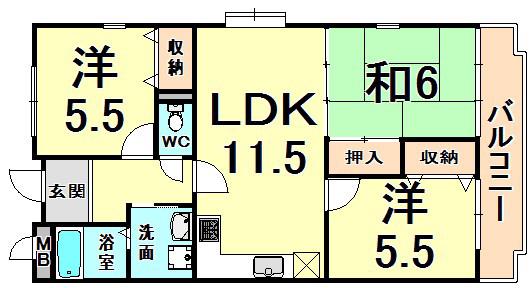コレクション伊丹(3LDK/1階)の間取り写真