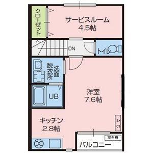 ミルフィーユ角田(1LDK/2階)の間取り写真