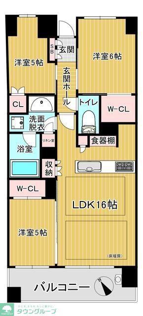 パークホームズLALA新三郷(3LDK/11階)の間取り写真