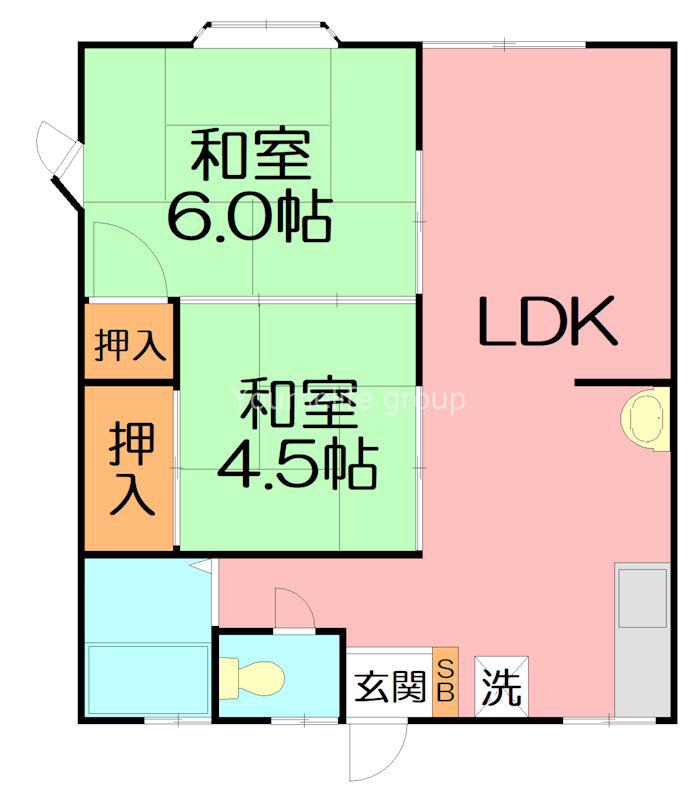 ジュネスキクチ(2LDK/1階)の間取り写真