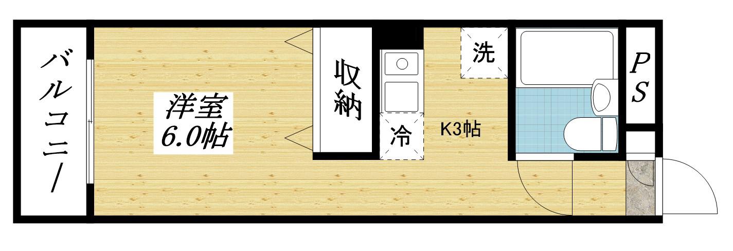 昭島コートエレガンスE(ワンルーム/1階)の間取り写真