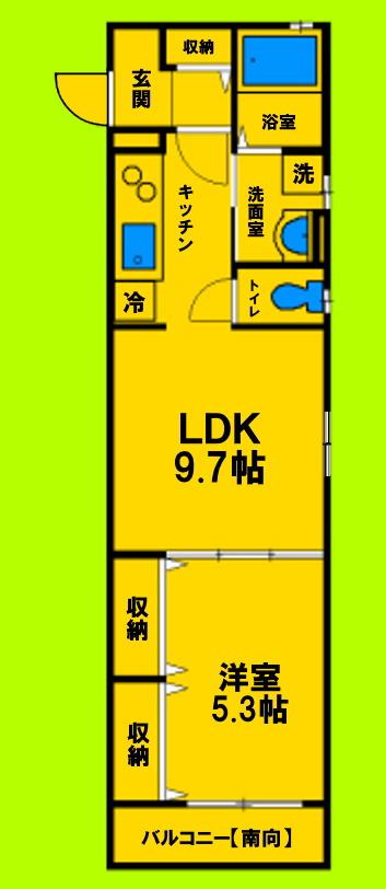 セレニティ加島(1LDK/2階)の間取り写真
