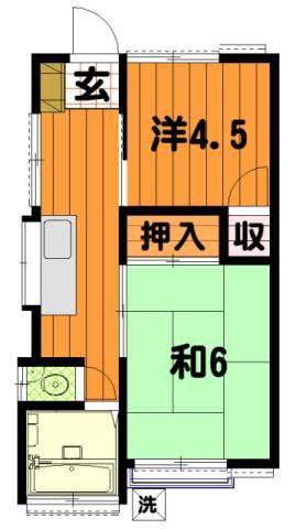 三浦アパート(2K/1階)の間取り写真