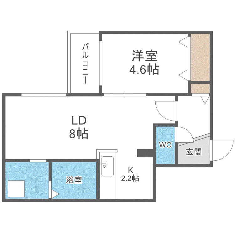 ブランシャールSAKURA(1LDK/4階)の間取り写真