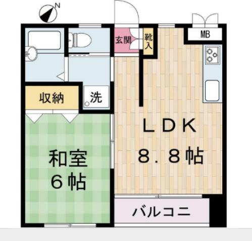 エコーハイツI(1LDK/2階)の間取り写真