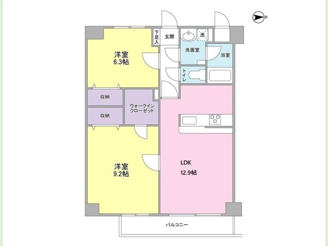 クレストコート(2LDK/3階)の間取り写真