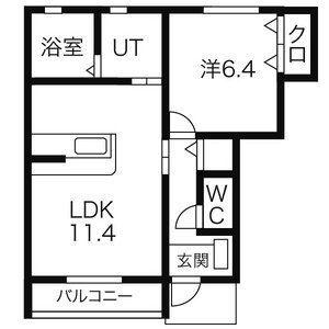 RKYコーポレーション(1LDK/1階)の間取り写真
