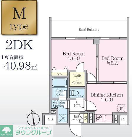 アイルプレミアム押上イースト(2DK/5階)の間取り写真