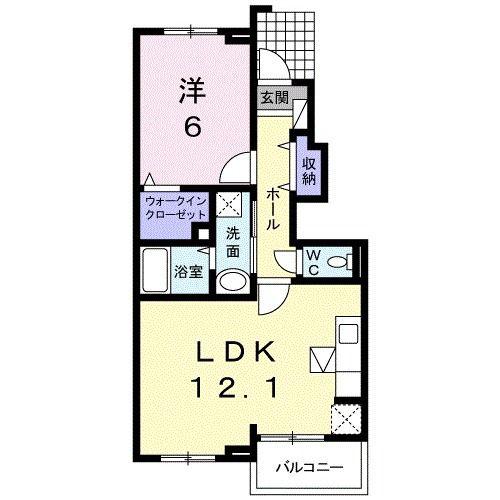 プランタン(1LDK/1階)の間取り写真