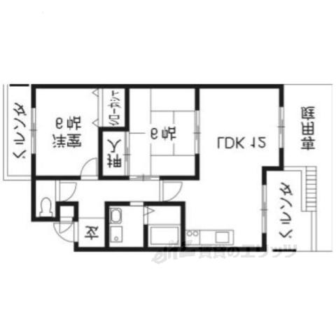 アーバニティー桂(2LDK/1階)の間取り写真