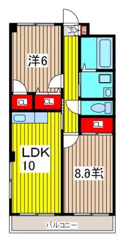 ローレル川口元郷(2LDK/3階)の間取り写真