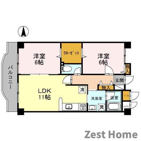 タッチ塚口(2LDK/5階)の間取り写真