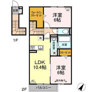 チェントくすのき(2LDK/2階)の間取り写真