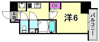 エスリード神戸三宮(1K/10階)の間取り写真