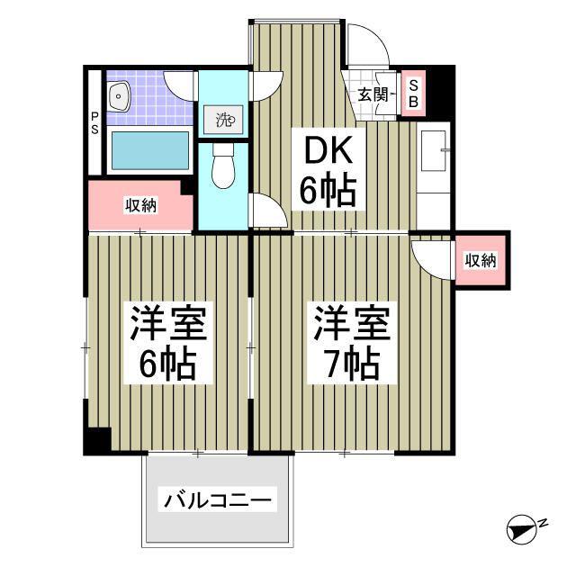 ニューパレス馬橋(2DK/4階)の間取り写真