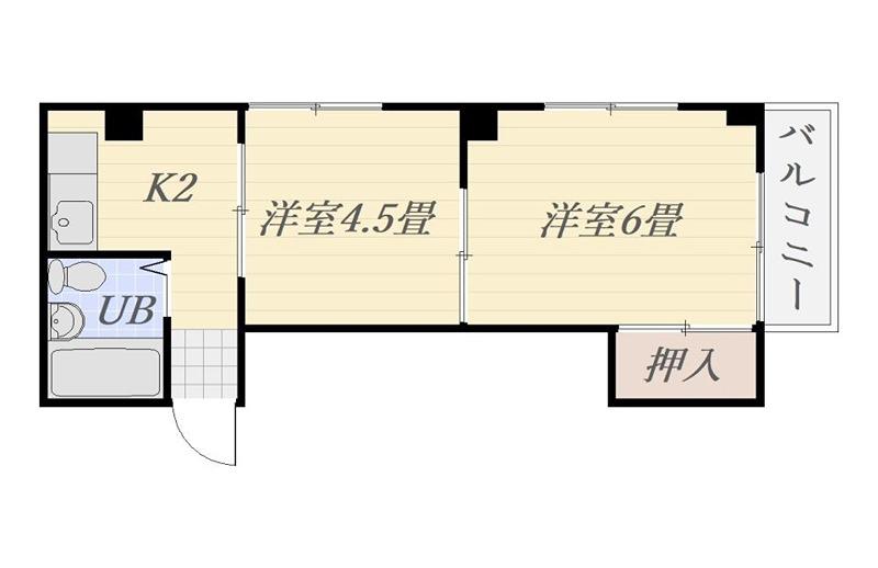 鮫島ビル(2K/3階)の間取り写真