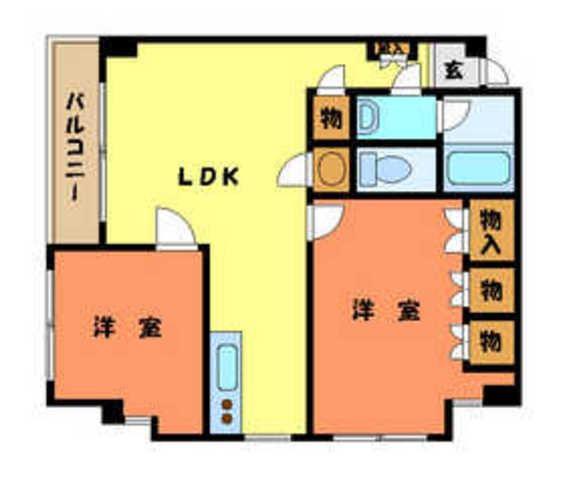 ロイヤルハイツクレイン(2LDK/4階)の間取り写真